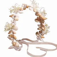 Wedding Hair Jewelry Promotion Seaside Romantic Fashion Shell Artificial Flowers Luxury Wedding Bridal Crowns Headbands Tiara Hair Band 230320