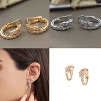 Charm Europe and America Full Diamond Snake على شكل أقراط 925 Silver Gold Plated Women Fashion Grand Gifts 230320