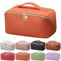 Cosmetic Bags Cases PU Storage Checkered Embossed Large Capacity Multi function Advanced Sense Geometric Print 230321