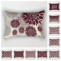 Pillow Geometric Red Pillowcase 30 50 Living Room Sofa Cover 40 60 Solid Color Linen Lumbar Home Decor
