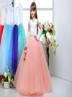 new Ivory top coralblue buttom tulle flower girl dresses vneck beading junior bridesmaid dress girls pageant dress girls christm7319006