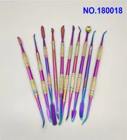 dab tool titanium dab nail 10 Piece 7 Inch Titanium Plated 10 Style Purple Color For Glass Bongs Water Pipes Quartz Banger Nails r7493100