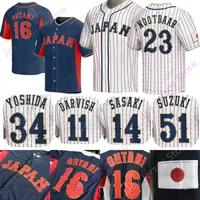 2023 Drużyna Japan Baseball Jersey Shohei Ohtani Yu Darvish Seiya Suzuki Lars Nootbaar Masataka Yoshida Yoshinobu Yamamoto Kensuke Kondo Shuto Yamada Genda Maki