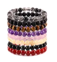 JLN Beaded Stone Bracelets Quartz Amethyst Tiger Eye Lapis Power Beads Gems Stretched Rope Bracelet For Men Women Jewelry9386361