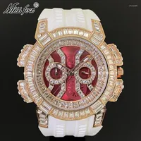Wristwatches MISSFOX Iced Watch For Men Luxury Diamond Waterprof Big Clock Fashion Silicone Strap Quartz Wristwatch Automatic Date Week
