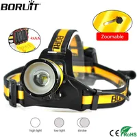 BORUiT B16 XM-L2 LED Powerful Headlamp 1200LM 3-Mode Zoom Headlight IPX5 Waterproof Camping Hunting Head Torch Use AA Battery P082182K