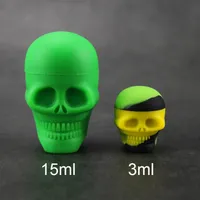 3ML 15ML Non-stick Wax Silicone Container Skull Shape Case Food Grade Small Rubber Jars Packing Dab Tool Storage Oil Holder Mini Wax-Container