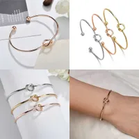 Bangle Fashion Adjustable Simple Jewelry Wedding Open Cuff Bangles Tie The Knot for Women Girls Love Knot Bracelets J230320