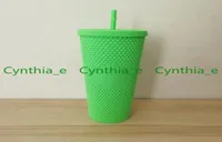 2021  Double Green Durian Tumblers Laser Straw Cup Tumblers Mermaid Plastic Cold Water Coffee Cups Gift Mug9150366