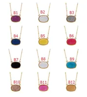 New Resin Druzy Drusy Necklace Oval Hexagon Gold Plated Collar Jewelry for Women Party Christmas Gift1067025