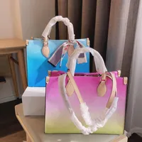 Fashion quality Womens Blue shopping bag Versatile luxury Tie Dye classic brand leather large capacity handbag Lady 150t