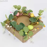 Decorative Flowers Wreaths 2023 Bunny Easter Egg Eucalyptus Garland Simulation Spring Plant Wreath Kids Favors Happy Easter Day Party Gift Home Decoration W0321