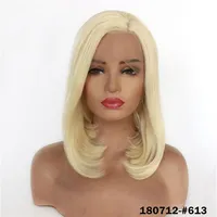 613 loiro liso completo sintético Remy Hair renda frontal Bob Simulação Simulação Human Wig Pelucas 10 -16 polegadas243p