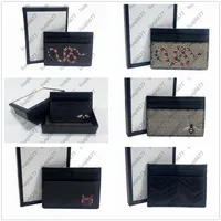New Men Women Fashion Holders Black coffee snake tiger bee Classic Casual Credit Card ID Holder Leather Ultra Slim Wallet Packet B1702