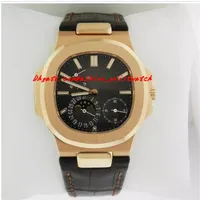 luxury watch fashion new 5712r001 black dial 18k rose gold black leather bracelet 40 5mm automatic men watches wristwatch195S