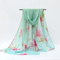 Scarves Chiffon Print Women Shawl Floral Fashion Soft Beach Towel Scarf Wraps Summer Light 2023