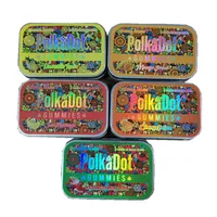 Polkadot gummies 4grams 포장 상자 Sour Gummies 직사각형 주석 금속 포장 한 조각 플립 오픈 창 스토리지 박스 버섯