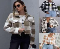 Women039s Jackets Buffalo Plaid Pattern Drop Shoulder Crop Flannel Jacket Straight Autumn And Winter 2022 New Loose Check Thick5678777