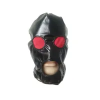 Adult Costume Accessories hood Cosplay Black shiny metallic with open red mesh eyes and mouth Costumes Party Accessories Halloween Masks