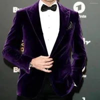 Men's Suits Classic Wedding Mens Suit Slim Fit Purple Velvet Formal Custom Groom Tuxedo Party Business Casual Outfit 2 Pieces (Jacket Pants)