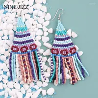 Dangle Earrings NINEJIZZ Vintage Ethnic Multi Color Long Drop Tassel For Women Earring Wedding Statement Fashion Jewelry Female