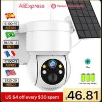 IP Cameras WiFi PTZ Outdoor Wireless Solar 4MP HD Built in Battery Video Surveillance Long Time Standby iCsee APP 230320