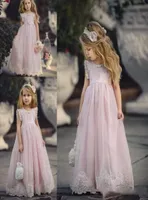 2020 Lovely Light Pink Flower Girl Dresses Special Occasion For Weddings Kids Pageant Gowns ALine Lace Appliqued First Communion 6387582
