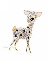 Top Quality Shiny Diamond Crystal Cute Deer Brooch Pins For Women Wedding Bridal Brooches Bouquet Jewelry 18K Real Gold Plated Par8917227