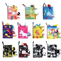 Baby Early Education Cloth Books Learning Toys Animal Tails Crinkle Paper Cloth Books Kids Cartoon Crinkl Touch Feel Books 0-36 Months