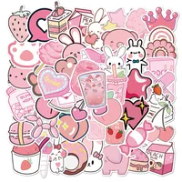 50pcs set new Cartoon pink girly doodle Small waterproof sticker for laptop case bike Skateboard car stickers336o