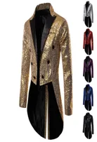 Mens Suits Blazers Shiny Gold Sequin Glitter Tailcoat Suit Jacket Male Double Breasted Wedding Groom Tuxedo Blazer Men Party Stag3522310