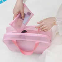 Storage Bags Transparent PVC Women Cosmetic Bag Waterproof Travel Toiletries Organize PU Make Up Female Wash Handbag H&JOY