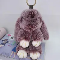 Cute Rabbit Puffy Key Chains Handmade Bags Pendant Fashion Jewelry Ornament Car Keychain New Year Gifts Kids Toys284S