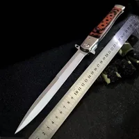Prod 13-INCH 26SXP Ti Li te XL 6 Folding Knife Mafia Stiletto Sword Satin Plain Blade Red wood Handle Outdoors Cold steel Camping 252U