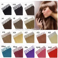 19 Colors Indian Hair Skin Weft Remy Double Sided Tape In On Human Hair Extensions 20pcs lot323Q