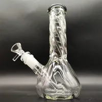 2023 Heady Bong Glass 20CM 8 Inch Clear Twisted Felix Metalic&Clear Hookah Water Pipe Bong Glass Bongs 14mm Bowl Down stem