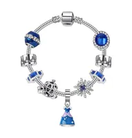 1621CM 925 silver bracelet Cinderella Sandy Labelle princess skirt charms pendant pumpkin carriage beads for girl kids gift DIY J2153577