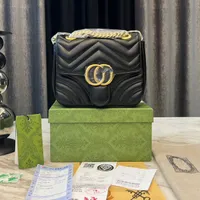2023 Brand Designer -Taschen Handtasche Tasche Schwarze Bag Frauen Mode Marmont Classic Cross Body 8 Größen grüne Luxus Leder Luxurys Design -Umhängetaschen