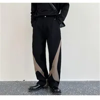 Men's Pants Streetwear Men Contrast Color Original Designer Male Trousers Patchwork Korean Style Wide Leg Casual Clothes Man