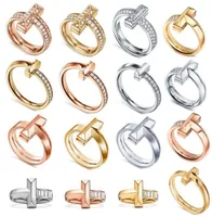 Роскошные дизайнерские кольца 925 Silver Cz Diamond Letter T Women Wedding Ring Fashion Classic Jewelry294D2797238