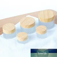 Cream Jar Cosmetic Packaging DIY Beauty Bamboo Wooden Printing Lids Frosted Glass Bottle Sample Cream Jars Pot Empty