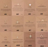 12 Styles New Arrival Dogeared Necklace With Gift Card Elephant Pearl Love Wings Cross Key Zodiac Sign Pendant For Women Fashion J2112277