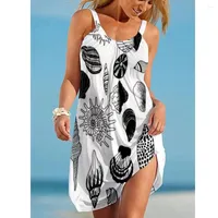 Casual Dresses 2023 Summer 3D Flower Short Dress Int Bohemian Women Sleeve Mini Clothing Loose -Neck Various Sizes