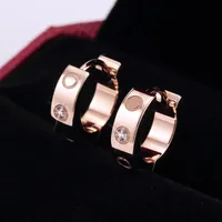 2021 316L titanium steel gold hoop studs Designer Earrings for women zircon semi-circular fashion rose ring Jewelry lovers girlfri177y