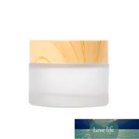 美容竹の木製印刷のふた霜のガラスボトルクリームジャー化粧品パッケージdiyサンプルクリームジャーポット空の化粧品コンテナ