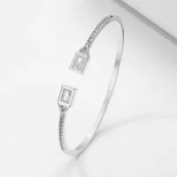 Bangle 2023 Simple Elegant Geometry Zircon Bangles For Women Fashion Girls Jewelry Luxury Charm Cuff Bracelets Birthday Party Gifts