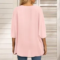 Women's Blouses Fashion Casual Shirt Skin-touching Summer Top V-neck Batwing Sleeve Patchwork Color Chiffon Blouse Versatile