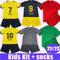 22 23 HAZARD Kids Kit Soccer Jerseys REUS HAALAND BRANDT KAMARA Home Yellow Away Goalkeeper Special Edition Black Children&#039;s Clothing Football Shirts