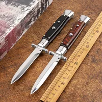 High-quality Italian 9-inch Mafia Automatic Knife Single Action 440C Blade Snake Wood Handle Outdoor Camping Collection Tactics303r
