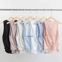 L2027 Women Yoga Tanks Sports T-Shirt Outfit Nude Skin-Friendly Strappy Fashion Vest Lady Bow Beauty Back Blouse Loose and Breathable Running Tops